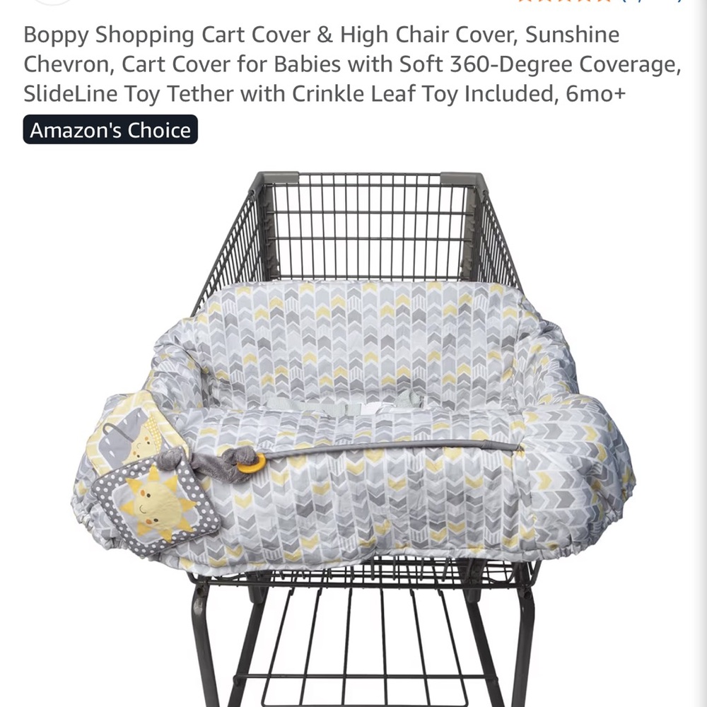 NIB Boppy Sunshine Chevron Shopping Cart Cover
